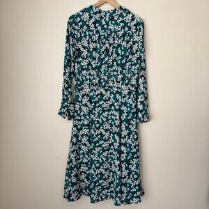 Who What Wear Womens Blue Floral Maxi Lined Dress Longsleeve Button Size Medium